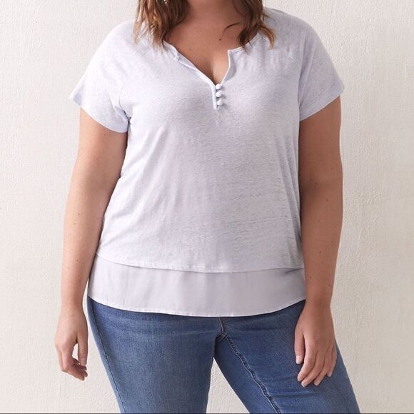 Light Blue Short Sleeved Linen Top - Picture 6 of 7